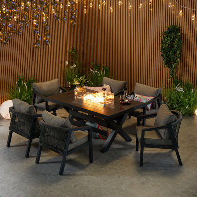 Aluminum Outdoor Dining Set with Tabl & Padded Armchair