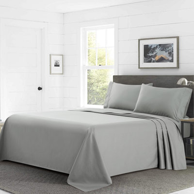 Marina Decoration 800 Thread Count Home Bedding Bedroom Soft Bedsheet Deep Pocket Hotel Standard Solid Percale All Season 3 Pieces 100% Cotton Sheet Set with 1 Pillowcase, Silver Color Twin/Single Size