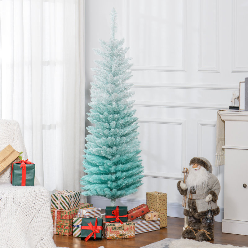 Arbre de Noël artificiel mince, arbre de Noël au crayon, bleu dégradé