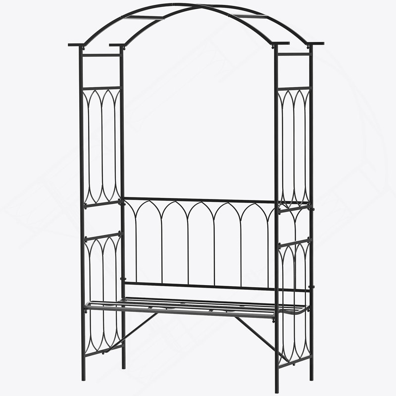 Outstanding Metal Trellis Arbour With Bench For Gardens, Enhancing Plant Growth And Patio Ambiance