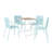 Summer- 4pcs Light Blue Stackable PP Armchair for Indoor/Outdoor Use-Ergonomic Slatted Back with Modern folding indoor/outdoor multi-functional square table- PP tabletop with metal legs(White, khaki)