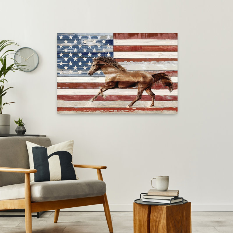 Art cheval américain rustique contemporain, H 24 po x l 36 po