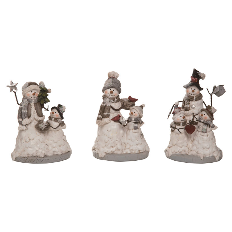  Wire Arm Christmas Snowman Family Set of 3 Christmas Home Decorations