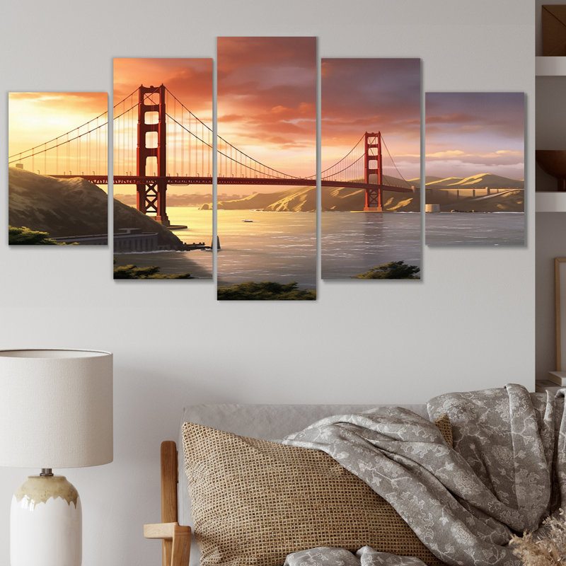 San Francisco Golden Gate Solitude II sur toile, reproduction de 5 pièces