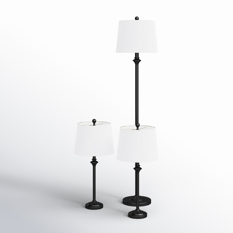 Lampe de plancher de chambre à coucher en métal à intensité variable de 57,5 po et lampe de table 26,5 po L chariot