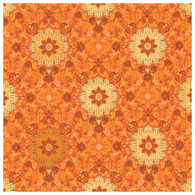 Tapisserie murale mandala floral orange