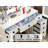 Farmhouse Vanity Desk With Sliding Mirror,Lights And Charging Station,Makeup Table Desk With Dimmable LED Light,Vanity Makeup Table With Sponge Soft Stool