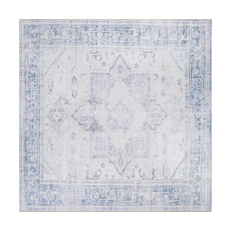Tapis bleu / ivoire Somona, Carré 6 pi 7 po