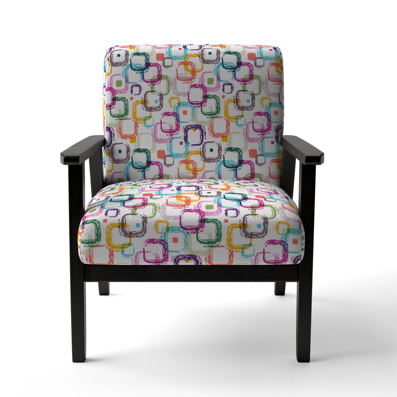 Chaise rembourrée multicolore à motifs géométriques carrés