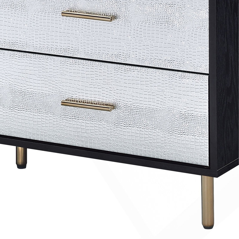 Commode Myles à finition noire, argentée et dorée