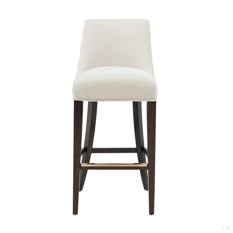 Tabouret de bar en chenille Beever, Crème, crème