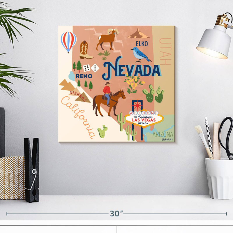 Cartes Aliaz State - Attraits du Nevada, H 16 po x l 16 po