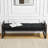 56.7" Boucle Upholstered Bench with PE Rattan Accent Armrest-1361940043