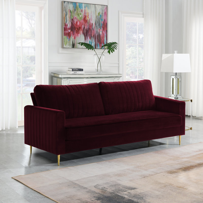 Malverne 3 Seater Velvet Sofa, Burgundy