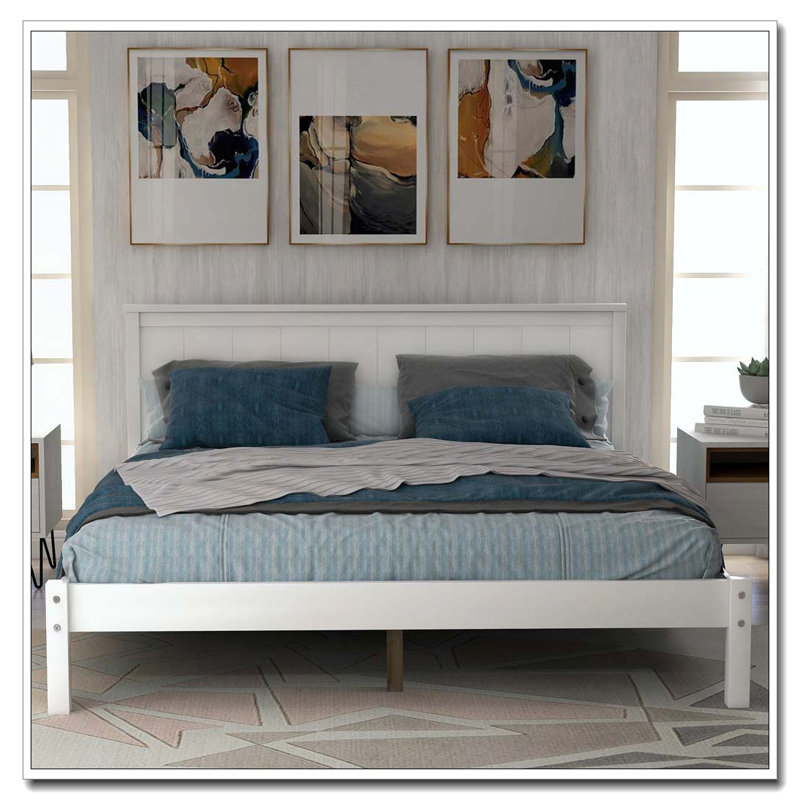 Base de lit plateforme avec tête de lit, Lit double