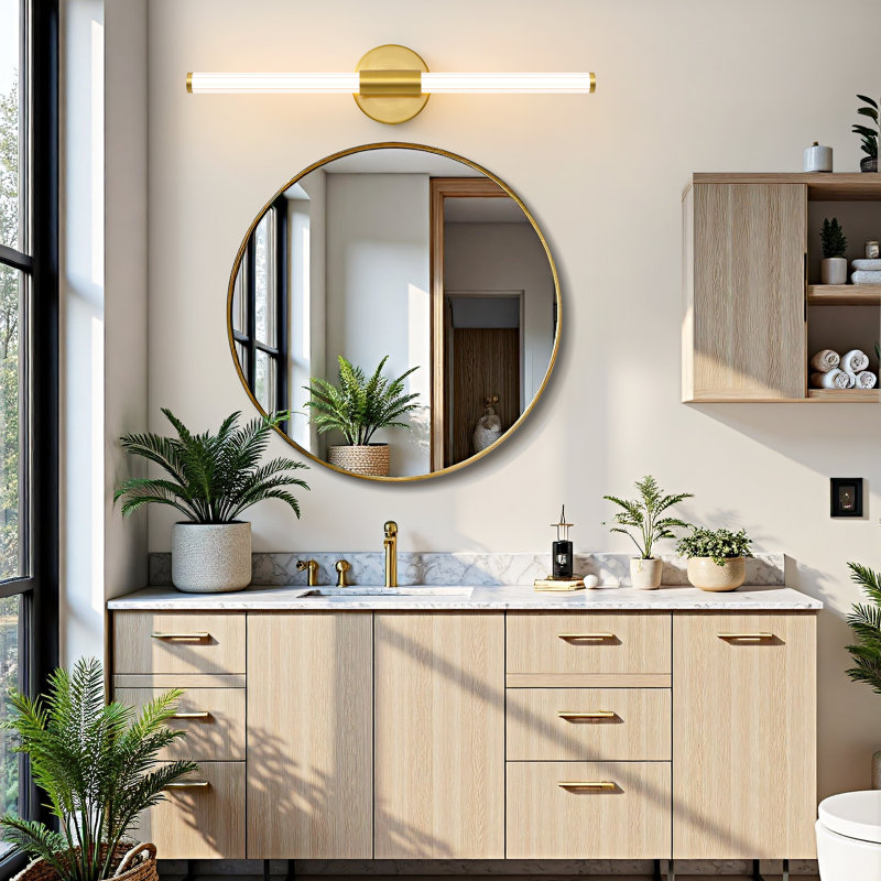 Barre d'éclairage de salle de bain 1 lumière à DEL Buchan, H 4,3 po x l 22,44 po x P 3,2 po, Doré, 3000 K