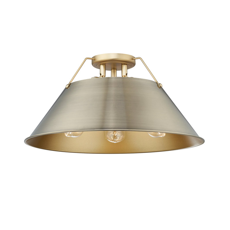 Plafonnier encastré 3 lumières Weatherford, Bronze champagne brossé, Laiton vieilli