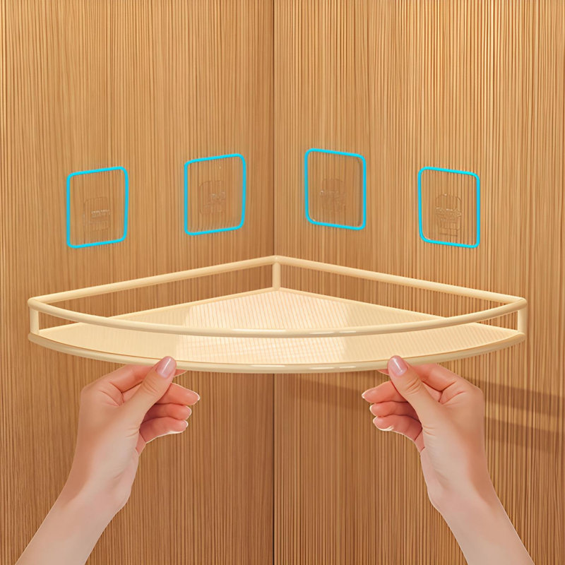 Multi-Layer Corner Shelf | No-Drill Wall Mounted Storage Organizer, 1.57" H x 7.87" W x 7.87" D