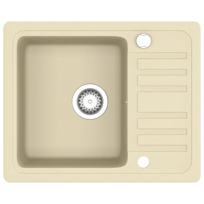 Zipcode Design Jimena 460mm W Single Bowl Stone Flush Kitchen Sink, Beige