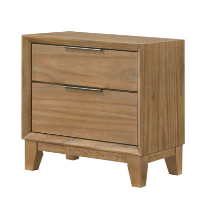 1Pc Contemporary 2-Drawer Nightstand Wood Finish Wooden Furniture