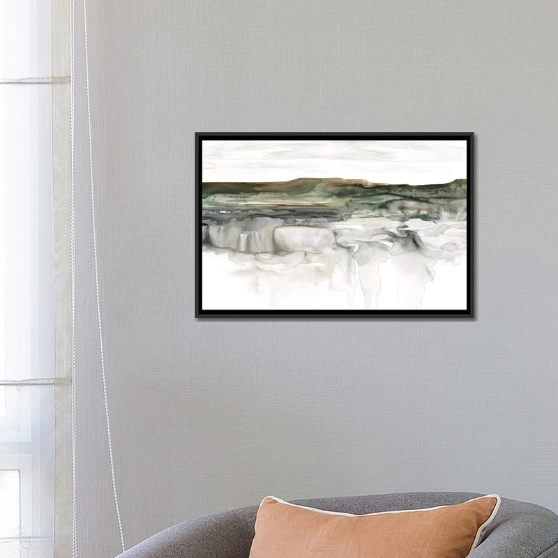 Impression de rivière Flow par Carol Robinson, Pas de tapis, H 18 po x l 26 po x P 1,5 po, Toile avec cadre noir
