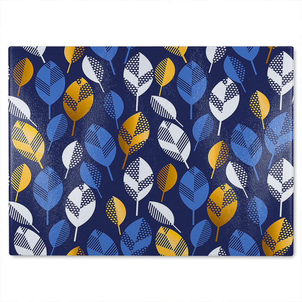 White Leaves On Glass Chopping Board