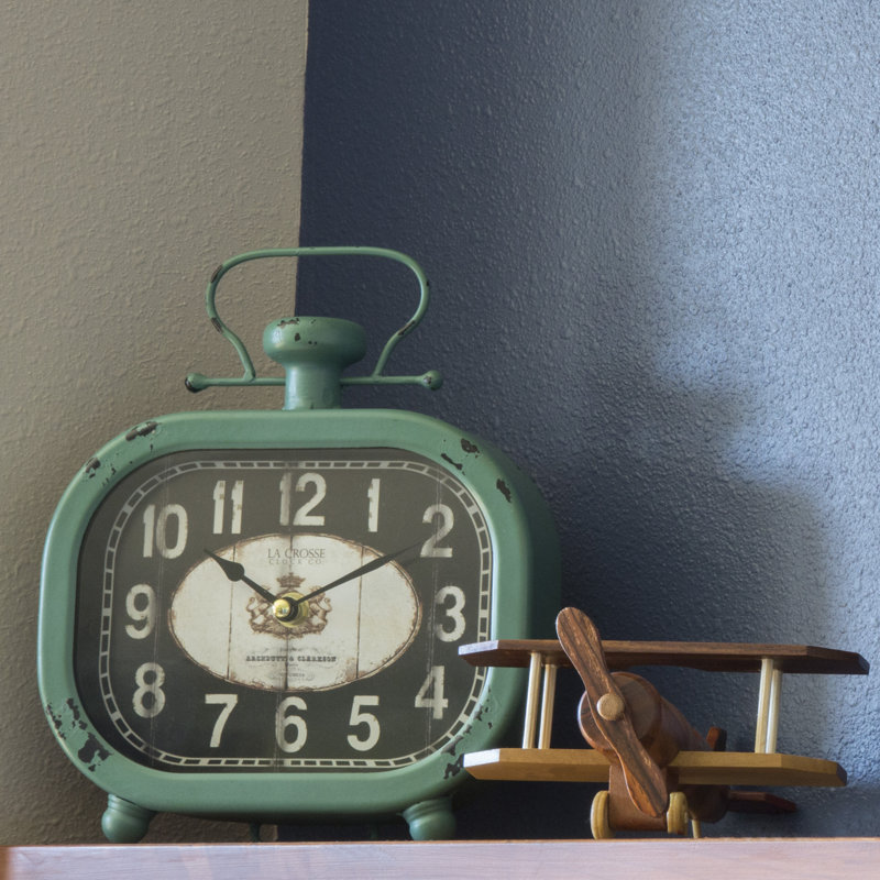 10" Teal Green Rustic Metal Wall/Table Clock