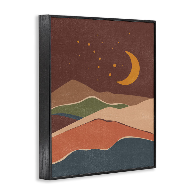 «Earthtone Desert Moon», estampe numérique par Nataly White, H 30 po x l 24 po, Giclée encadrée blanc bord de mer