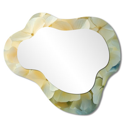 Hydrangea In Soft Focus Of Summer I - Hydrangea Irregular Asymmetrical Mirror, Traditional Wall Mirror, Printed on Metal
