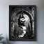 Chauves-souris noires encadrées noires suspendues à l'envers sur le château, tenant du papier hygiénique dans leurs mains, reproductions d'art encadrées de style rétro-394281674
