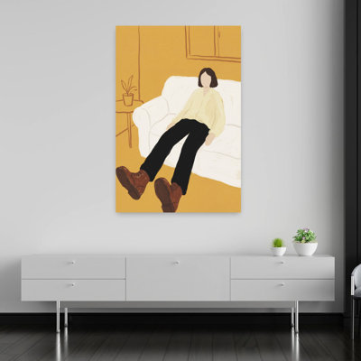 Relaxed Person In Yellow Room by Andreas Magnusson - Wrapped Canvas Print