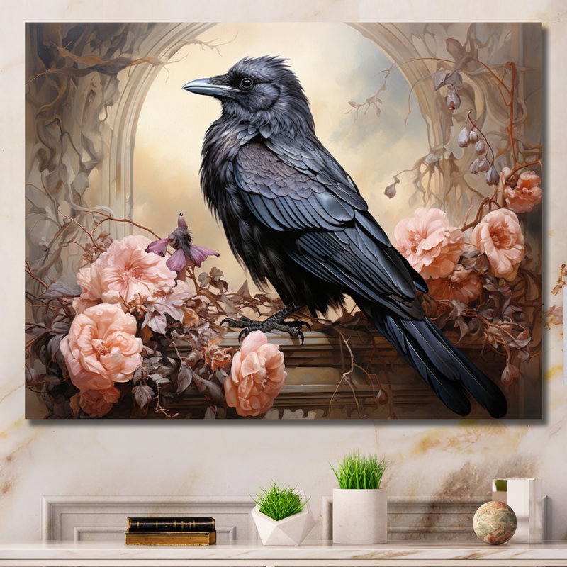 Crow Whispering Royalty III - Animals Canvas Art Print, H 30 po x l 40 po x P 1,5 po, Toile tendue