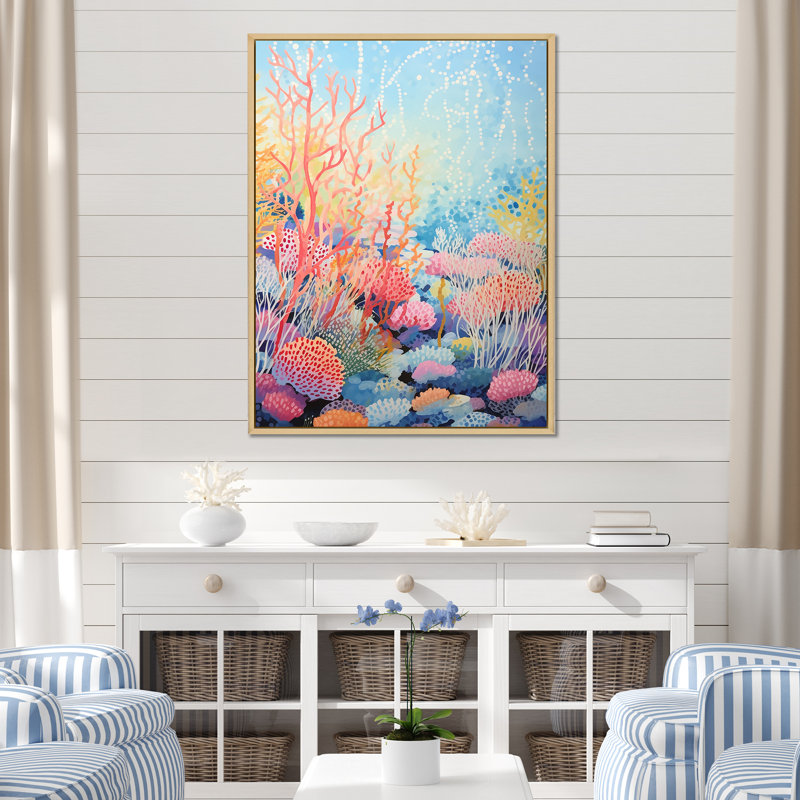 «Coral Reef Barrier Expression II», reproduction sur toile, Cadre naturel flottant, 32" H x 24" W