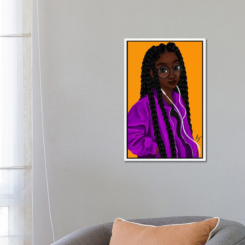 Music by Princess Karibo - Print on Canvas, 66.04 cm H x 45.72 cm W, White Framed