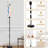  68.5" Standing Floor Lamp Seamless Hand Drawn Stripe Grid Fun Circus Naive Vertical Organic Dimmable Metal Pole Lamp with Linen Lampshade LED Bulb Included