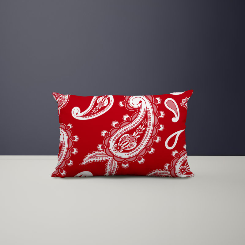 Paisley Outdoor Reversible Throw Pillow, Red