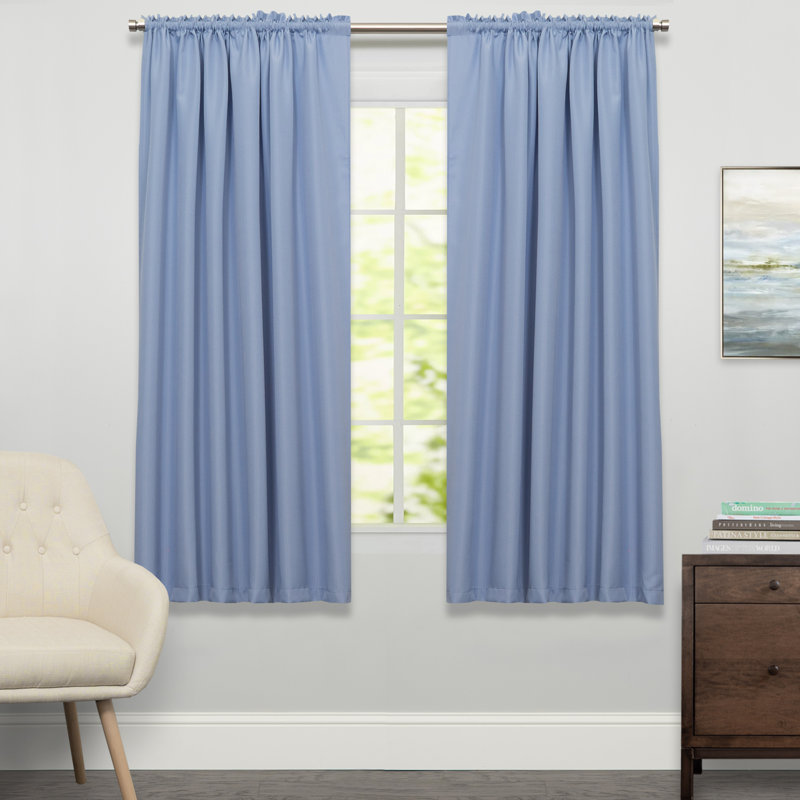 Calne Opaque Curtain Single Panel, Blue, 54" W x 84" L