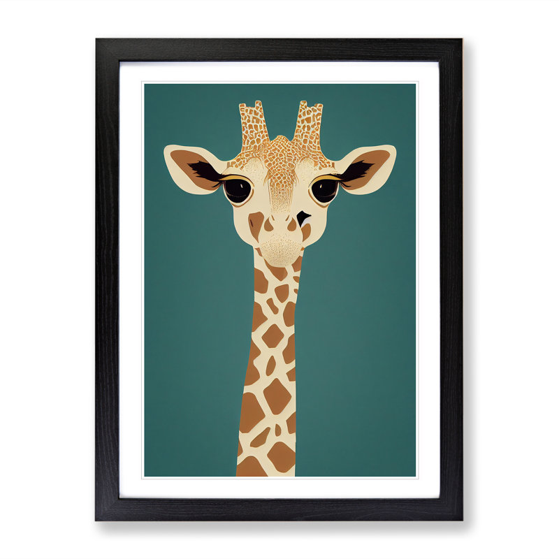 Giraffe No.3 - Single Picture Frame Print, Black , 34cm H x 25cm W x 2cm D