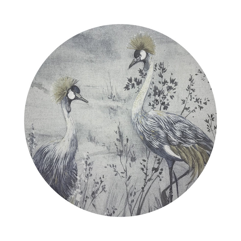 Crested Crane Pebble 16" Vinyl Placemat, Silver/Gold