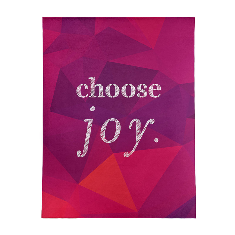 Tapis en simili-faux gemme choose à joie citation, Rectangle 5 pi x 7 pi