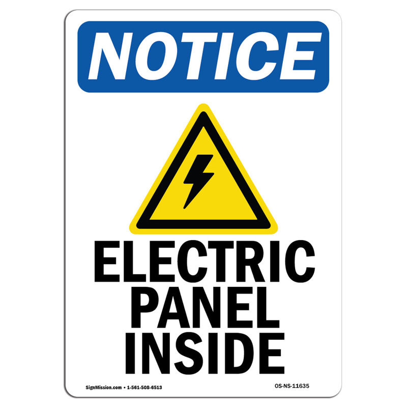 Notice Electric Panel Inside Sign