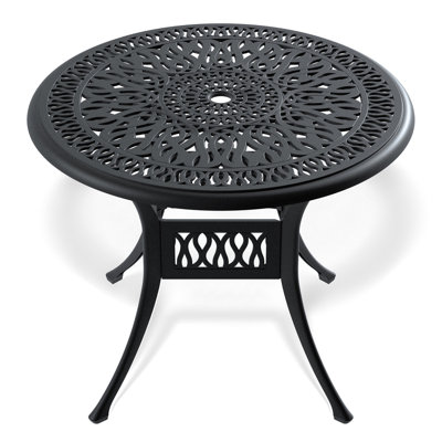 Cast Aluminum Patio Dining Table With Frame And Umbrella Hole