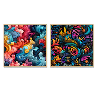 Conlley - Ensemble de 2 collages carrés botaniques abstraits
