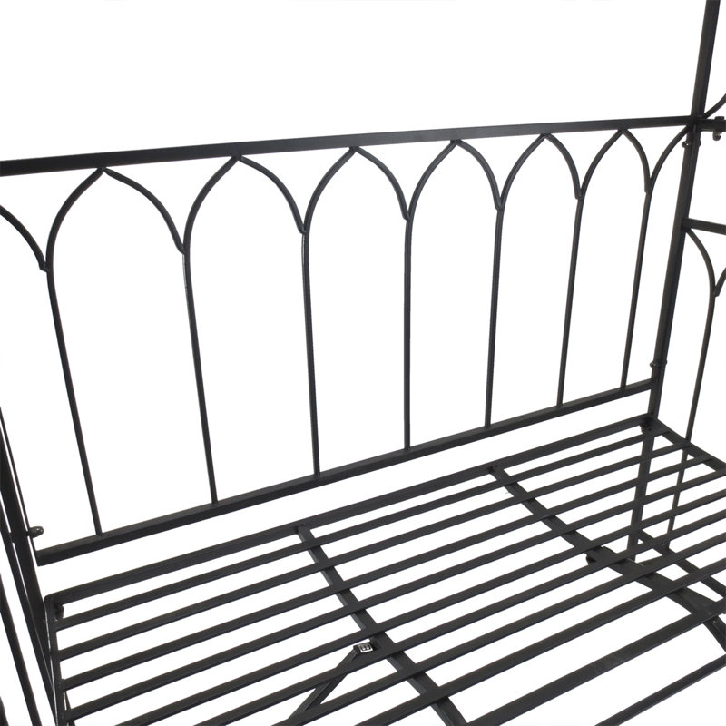 Tonnelle en métal avec banc pour décoration extérieure