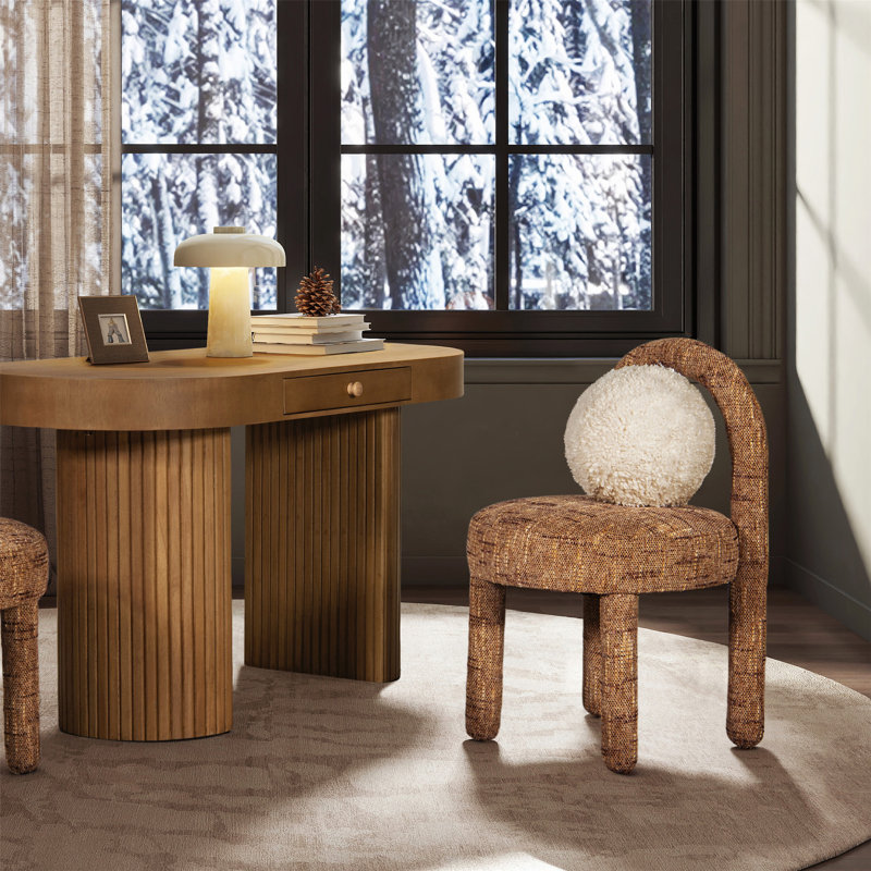 Ensemble de 2 chaises de salle à manger rembourrées exquises modernes en chenille pour une expérience culinaire élégante