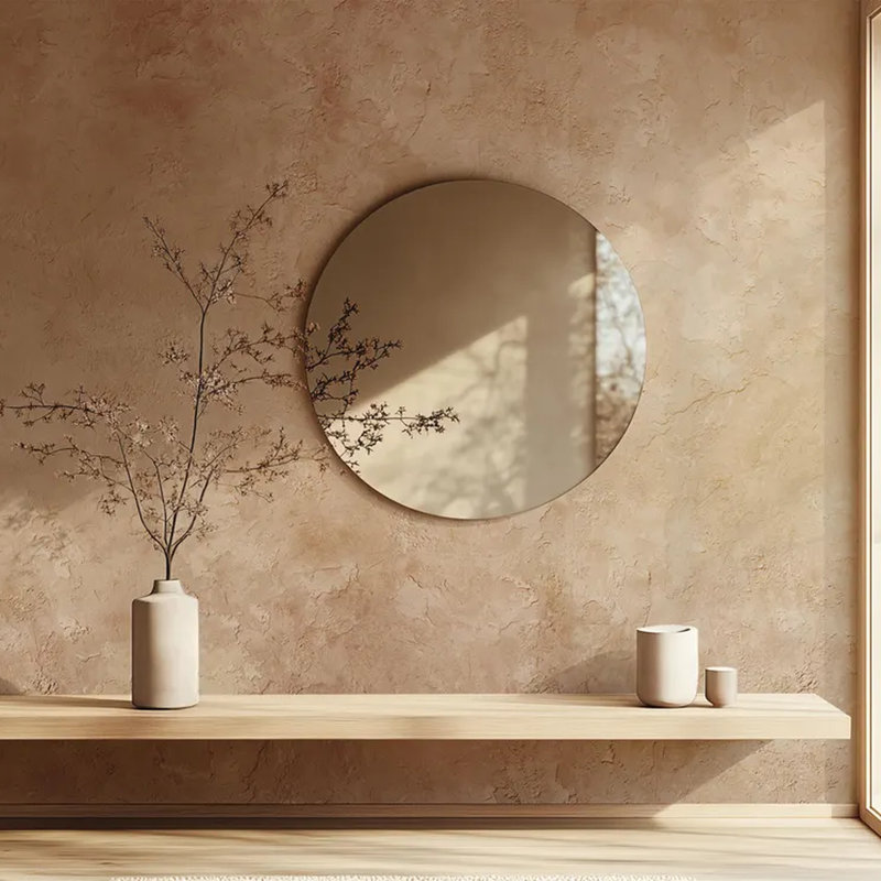Murale en plâtre beige chaud, L 96 po x l 108 po