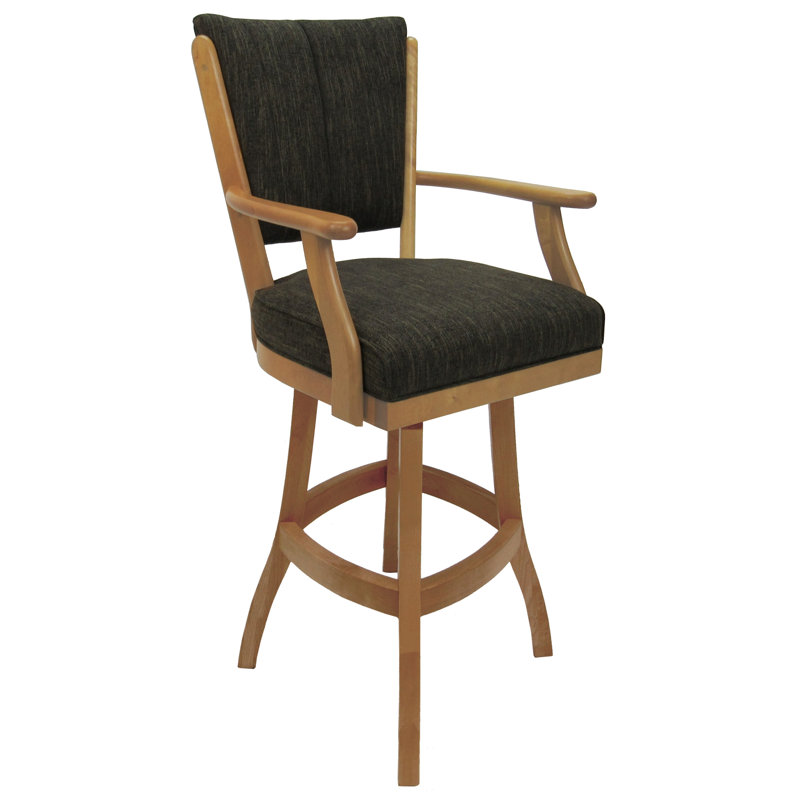 Très grand tabouret pivotant en bois Irminger, Brun Sanora / cadre naturel, Très grand (siège d'une hauteur de 34 po)