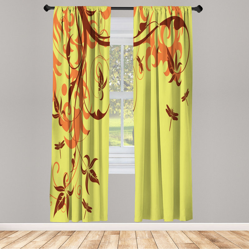 Microfiber Floral Semi-Sheer Rod Pocket Curtain Panels, 28" W x 95" L, Waxen