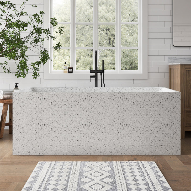 Baignoire de trempage extérieure autoportante en pierre 63 po Terrazzo