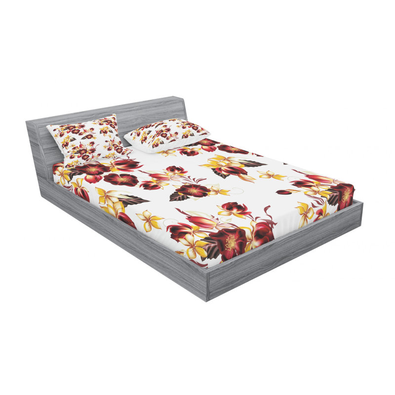 Microfiber Floral Sheet Set, Queen Sheet Set with Fitted Sheet, Pink Floral